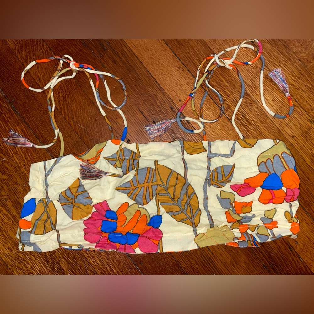 Free people Bali Orange Subshine hard to find tube top crop retro hippie floral